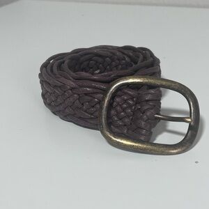 American Eagle Red Woven Belt with Antique Brass Buckle Size XL